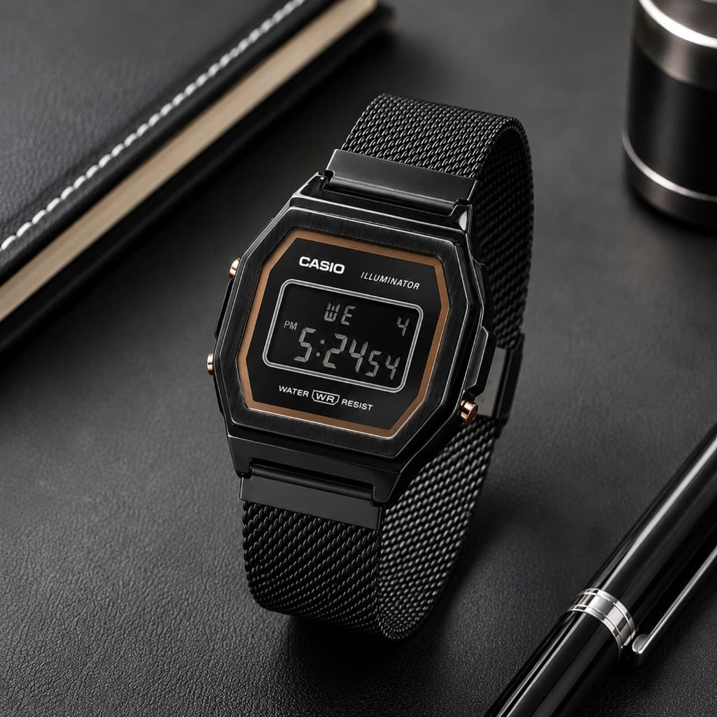 Casio Unisex Black Dial Stainless Steel Digital Watch