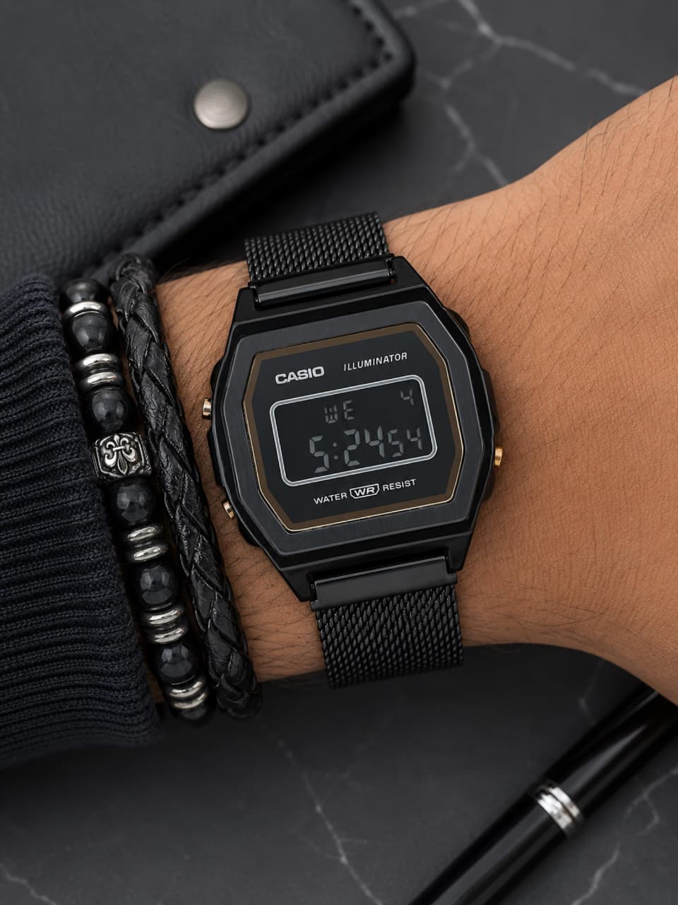 Casio Unisex Black Dial Stainless Steel Digital Watch
