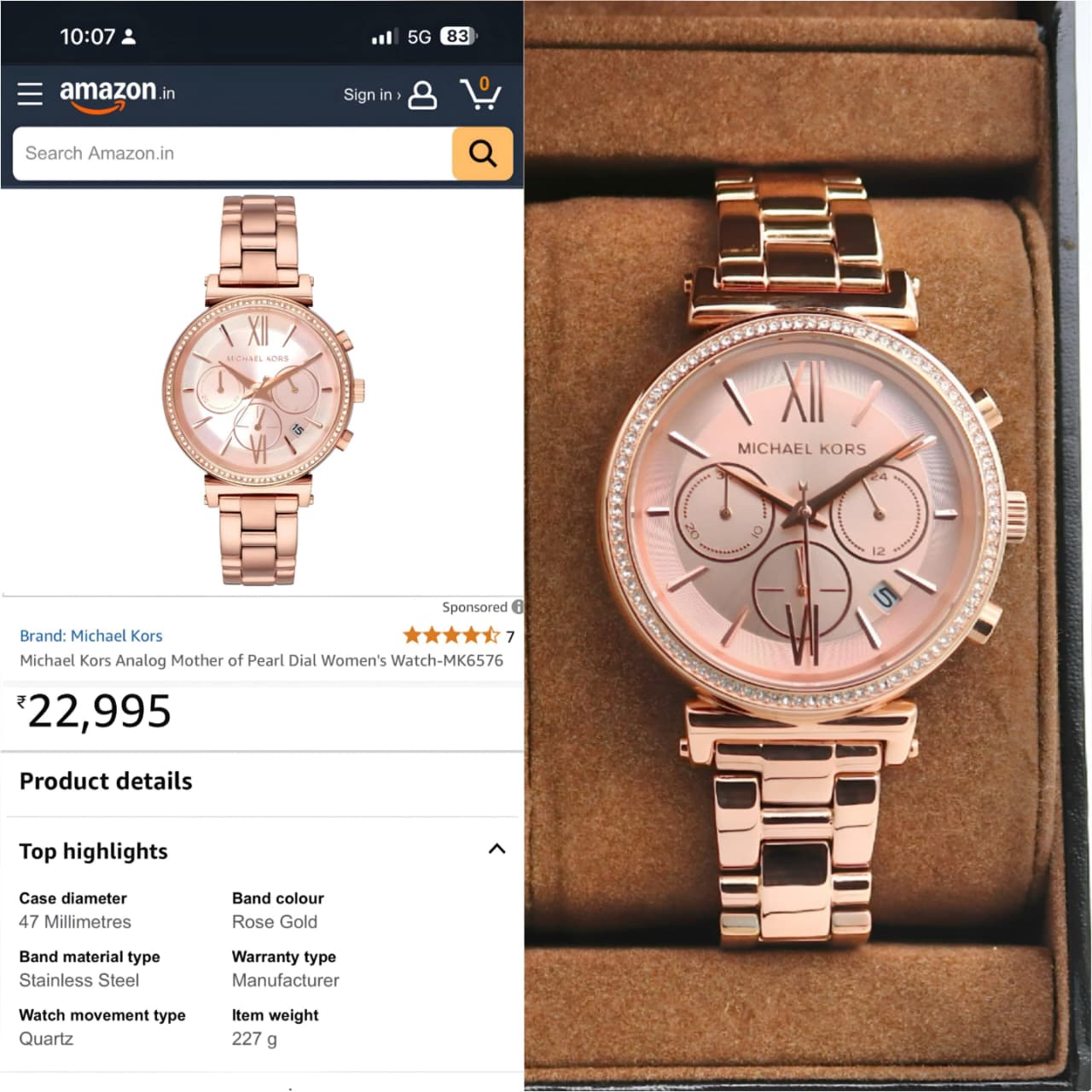 Michael Kors Analog Mother of Pearl Dial Women's Watch-MK6576
