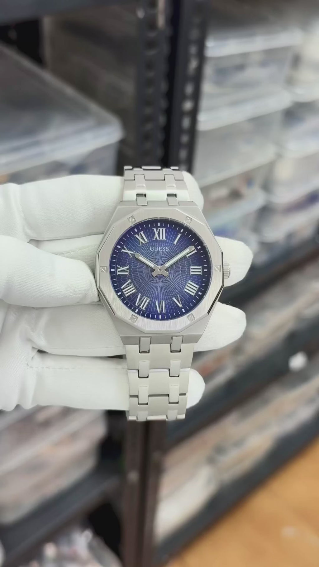 Guess Round 42mm Blue Dial Analog Men Watch